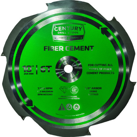 CENTURY DRILL & TOOL Circular Saw Blade 10" 6T 5/8" Arbor Fiber Cement 9986